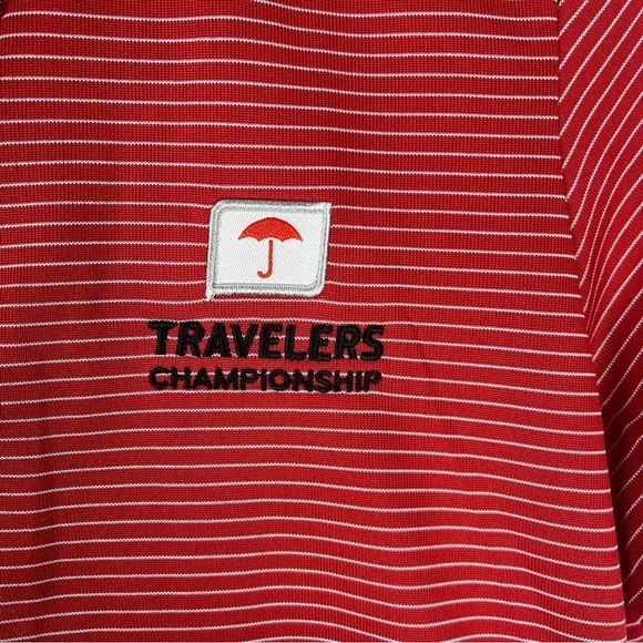 Antigua Women's Red White Stripe Pullover Quest Polo Shirt Traveler's Logo Small - Picture 5 of 9